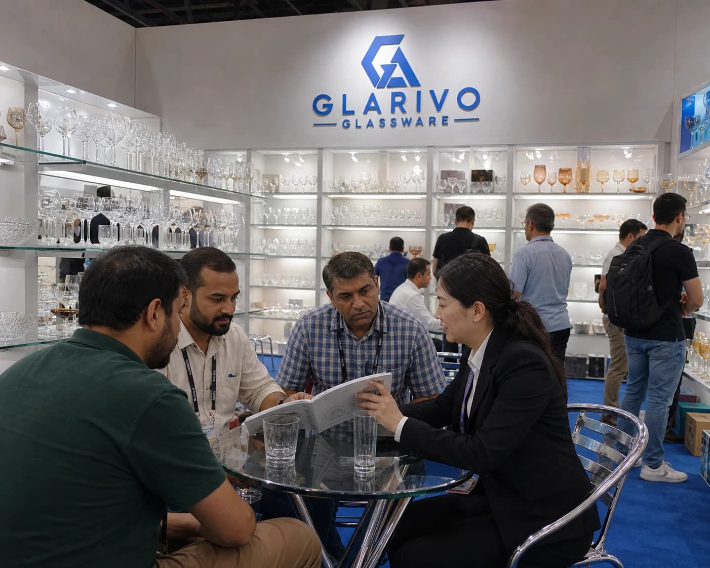 GLARIVO exhibition scene: collection discussions around the table